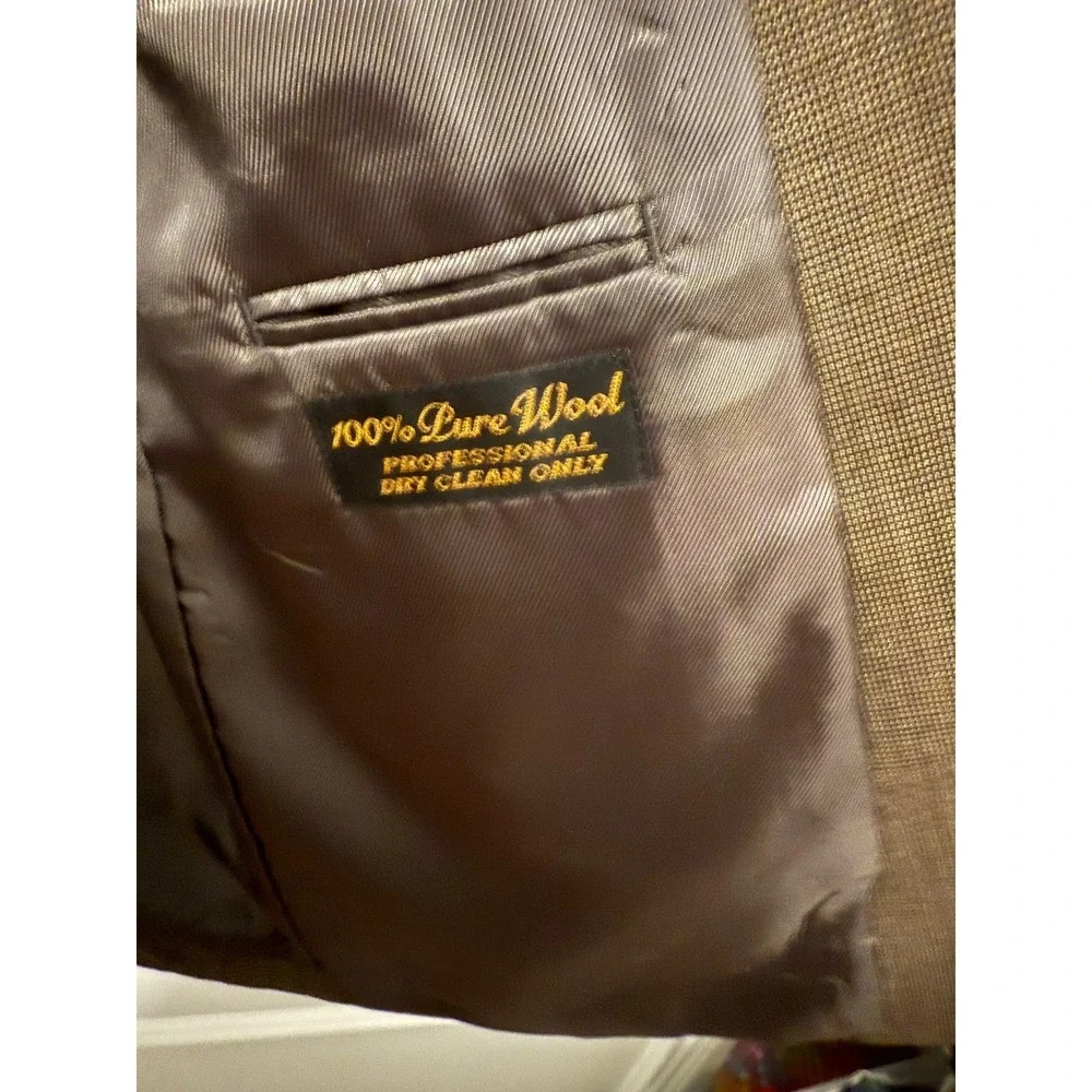 Jeffrey Banks Couture Men's Brown 100% Pure Wool Blazer Sport Coat‎ 46L